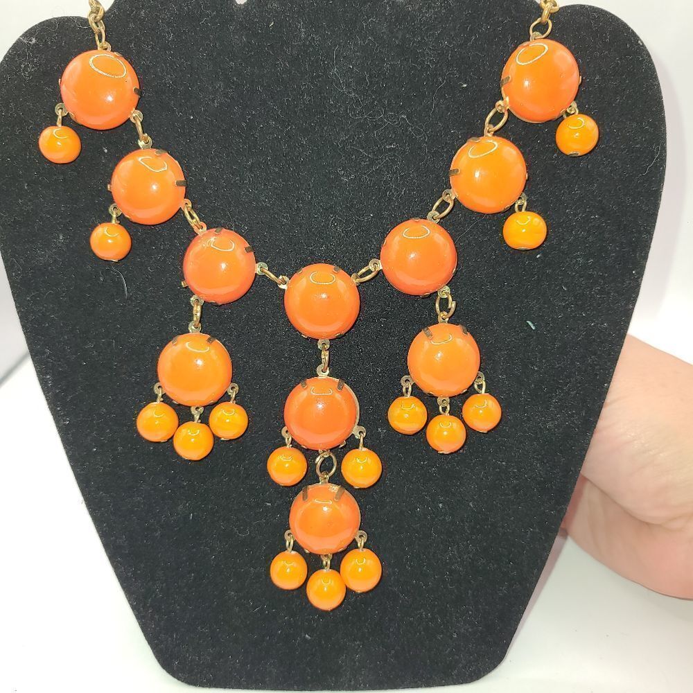 Zad Bold Orange Boho Bead Statement Necklace